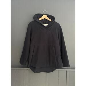 LL Bean Black Anorak Wool Hoodie Pullover Fleece Sweater Size Small
